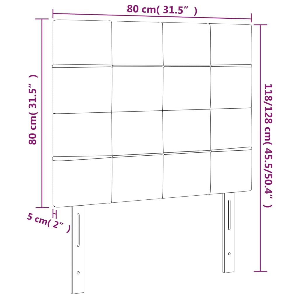 vidaXL Têtes de lit 2 pcs Gris foncé 80x5x78/88 cm Tissu