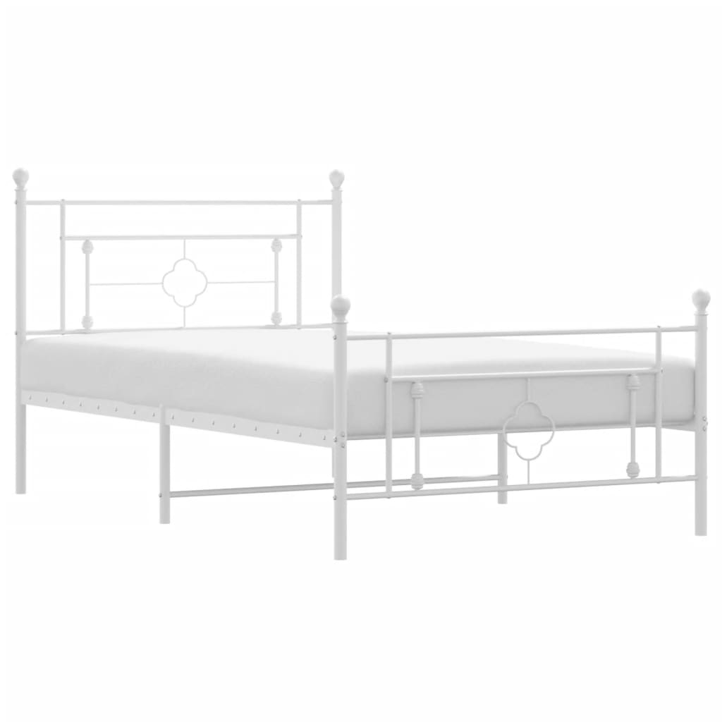 vidaXL Cadre de lit métal sans matelas et pied de lit blanc 107x203 cm