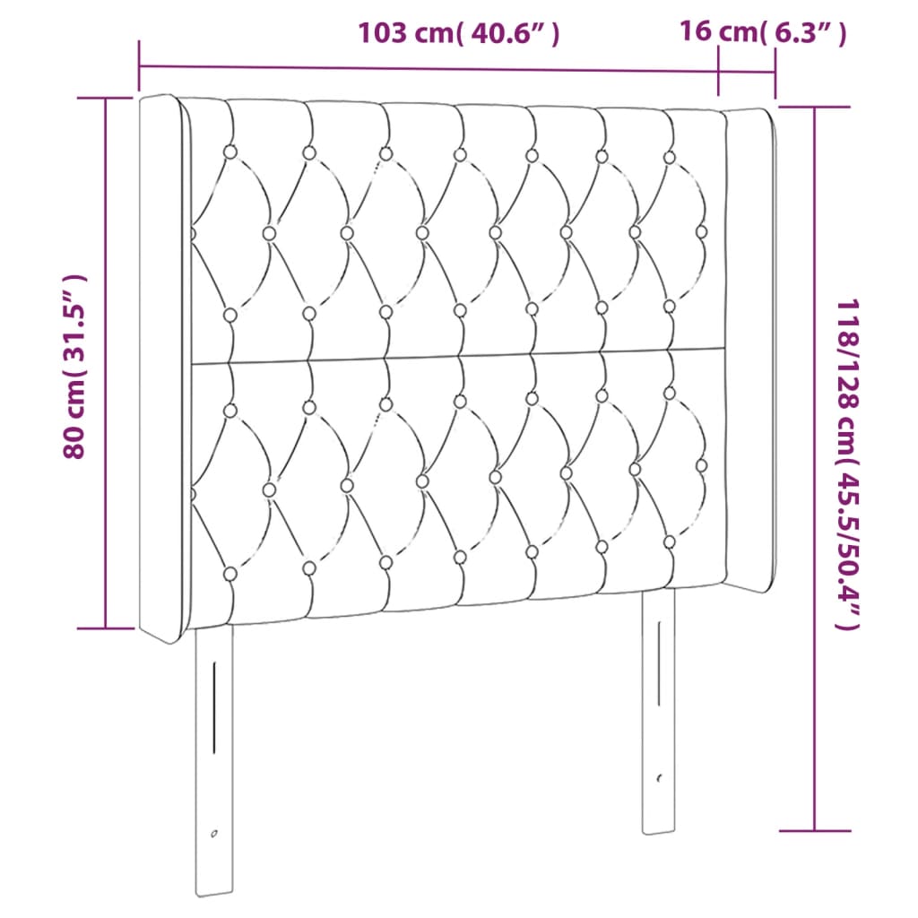 vidaXL Tête de lit à LED Gris clair 103x16x118/128 cm Velours