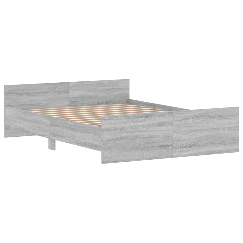 vidaXL Cadre de lit tête de lit et pied de lit sonoma gris 140x190 cm