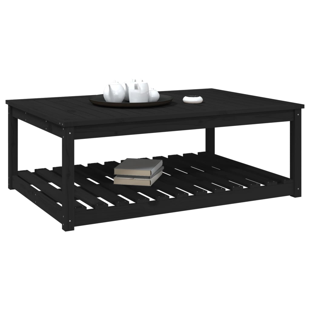 vidaXL Table de jardin noir 121x82,5x45 cm bois massif de pin