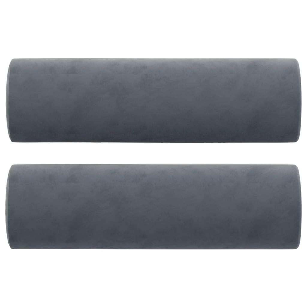 vidaXL Coussins décoratifs lot de 2 Gris foncé Ø15x50 cm Velours