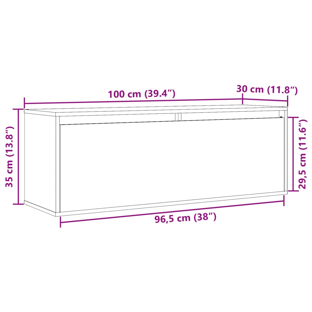 vidaXL Armoire murale Marron miel 100x30x35 cm Bois de pin massif