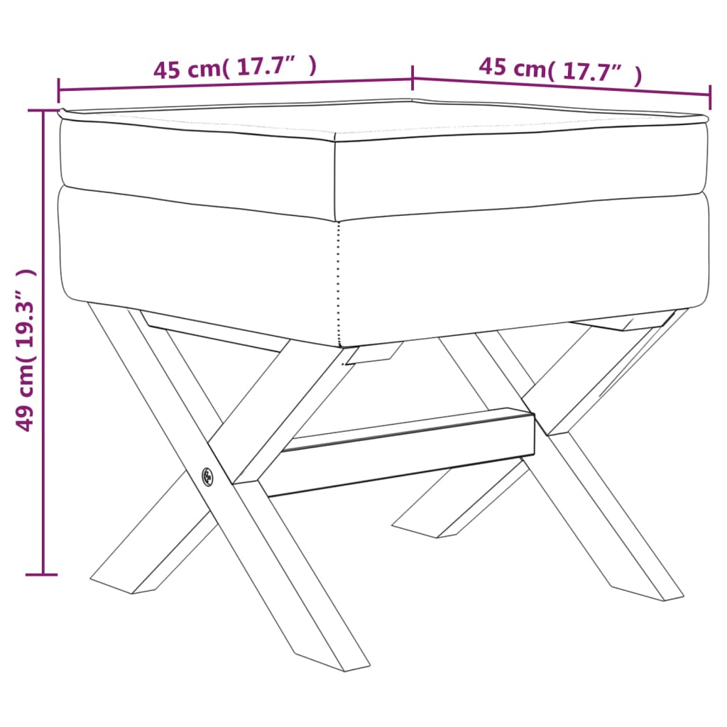 vidaXL Tabouret de rangement Bleu 45x45x49 cm Velours