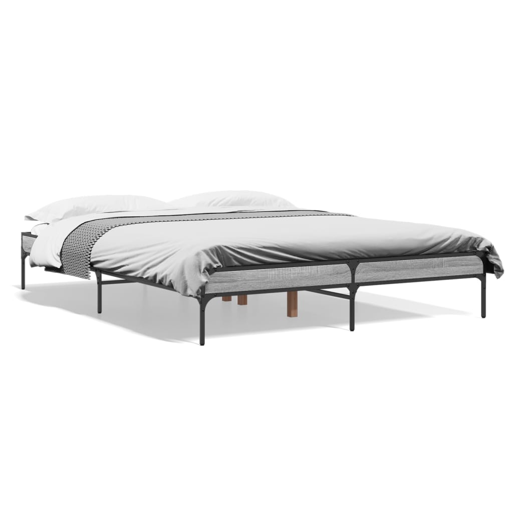 vidaXL Cadre de lit sans matelas sonoma gris 150x200 cm