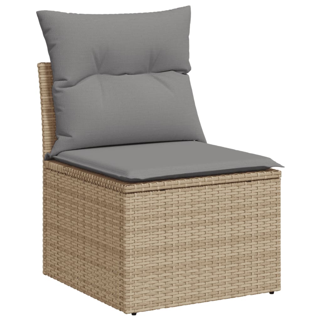 vidaXL Salon de jardin 11 pcs avec coussins beige résine tressée