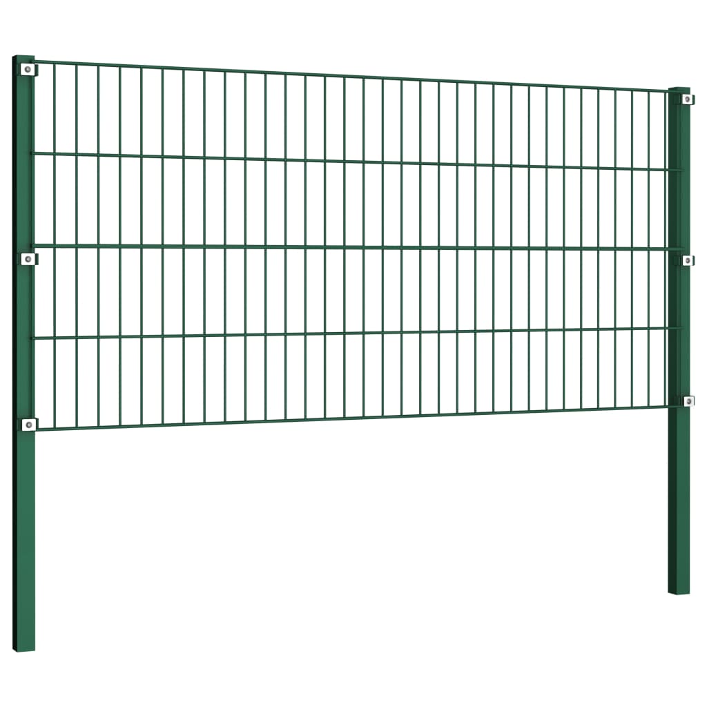 vidaXL Panneau de clôture avec poteaux Fer 10,2 x 0,8 m Vert