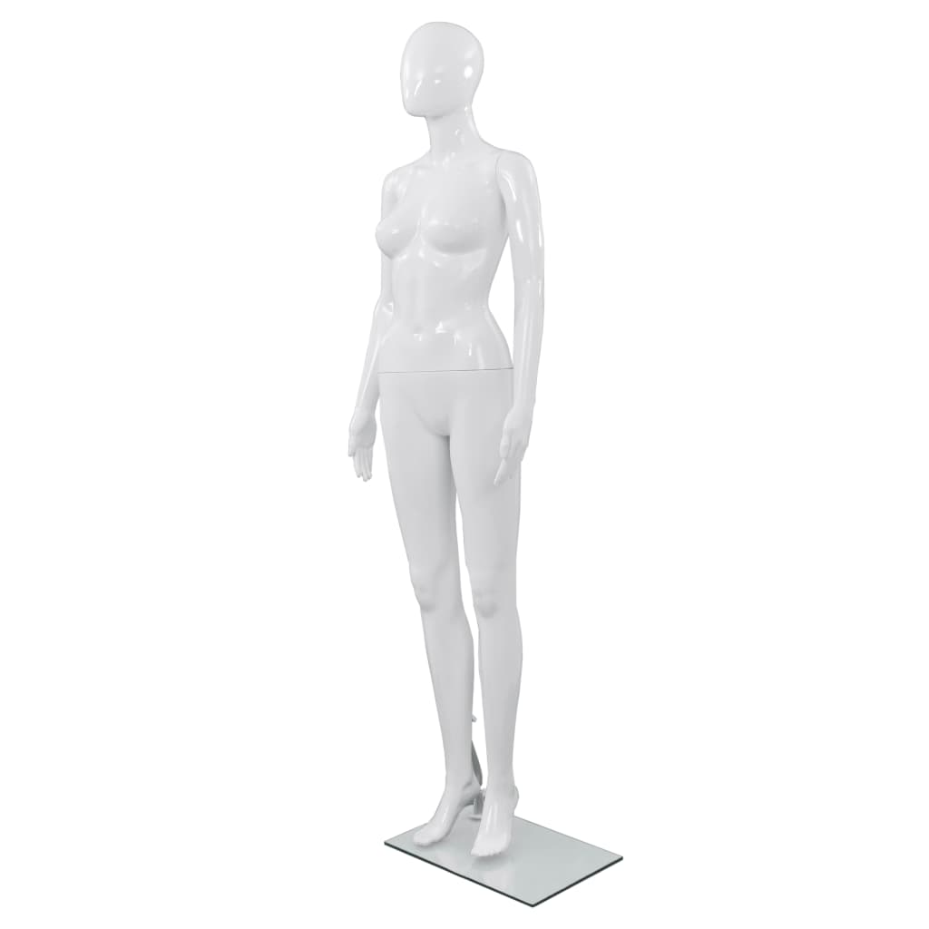 vidaXL Mannequin femme corps complet base verre Blanc brillant 175 cm