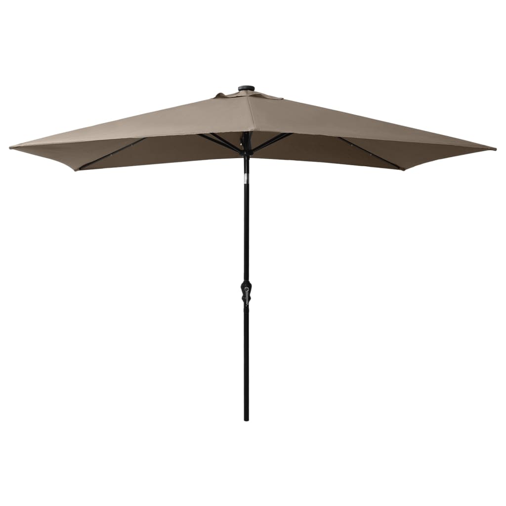 vidaXL Parasol de jardin avec LED et mât en acier taupe 2x3 m