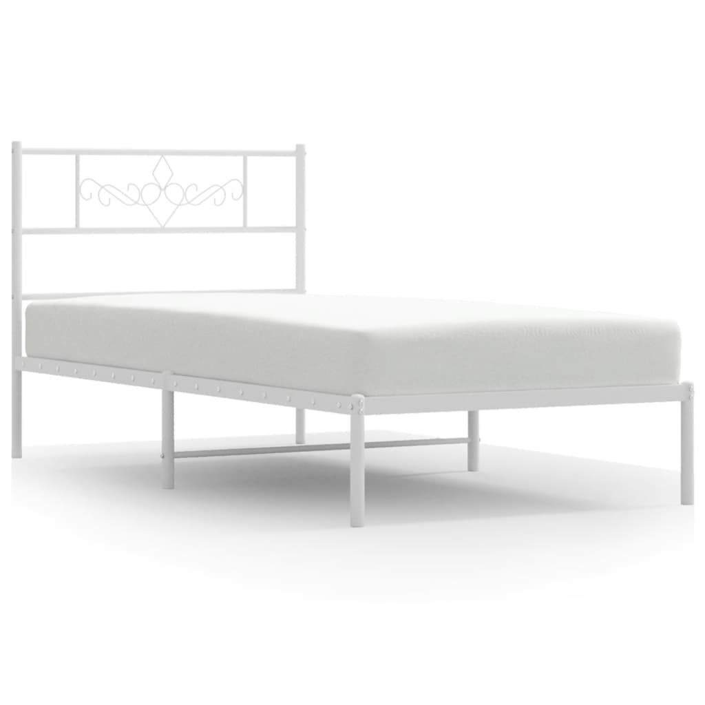 vidaXL Cadre de lit métal sans matelas et tête de lit blanc 100x200 cm