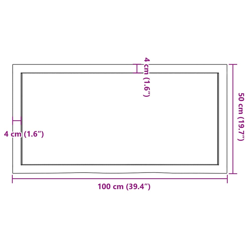 vidaXL Comptoir de salle de bain marron 100x50x(2-4) cm bois traité