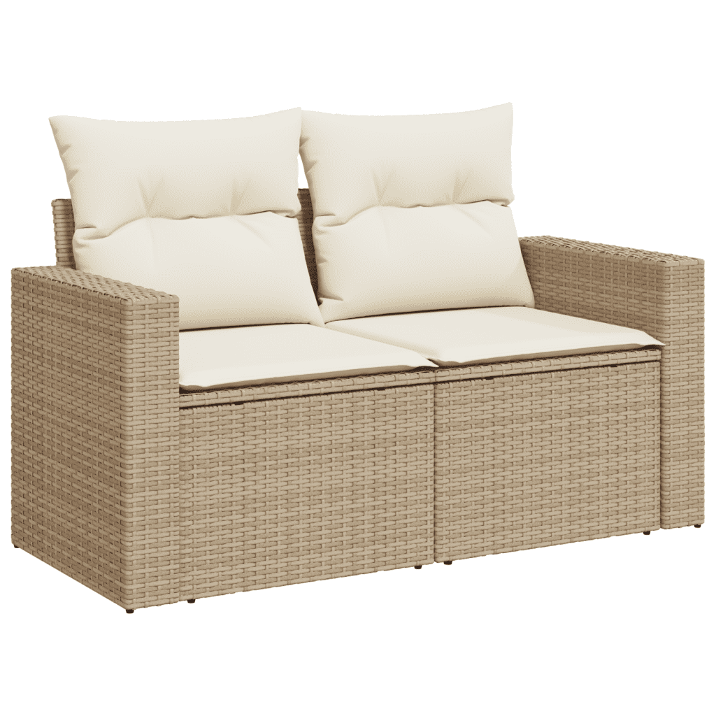 vidaXL Salon de jardin avec coussins 9 pcs beige résine tressée