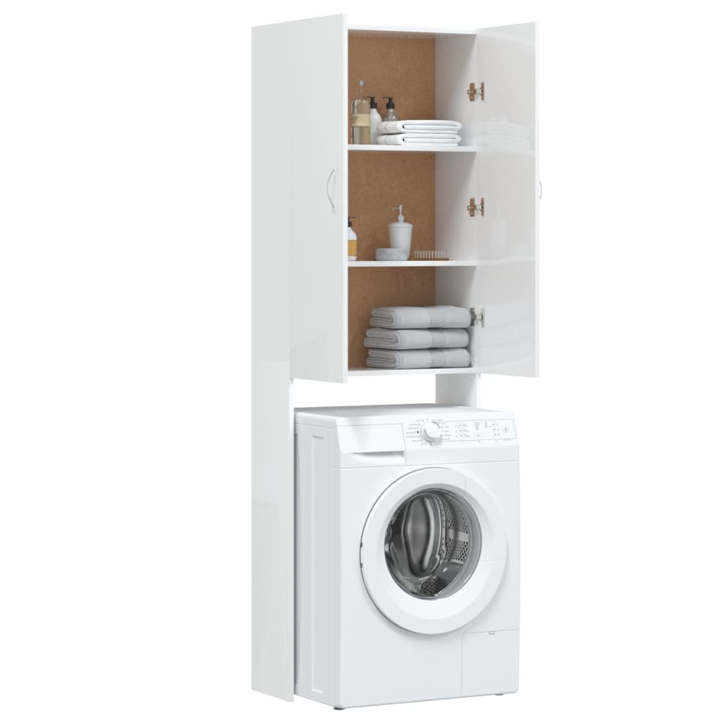 vidaXL Meuble pour machine à laver Blanc brillant 64x25,5x190 cm