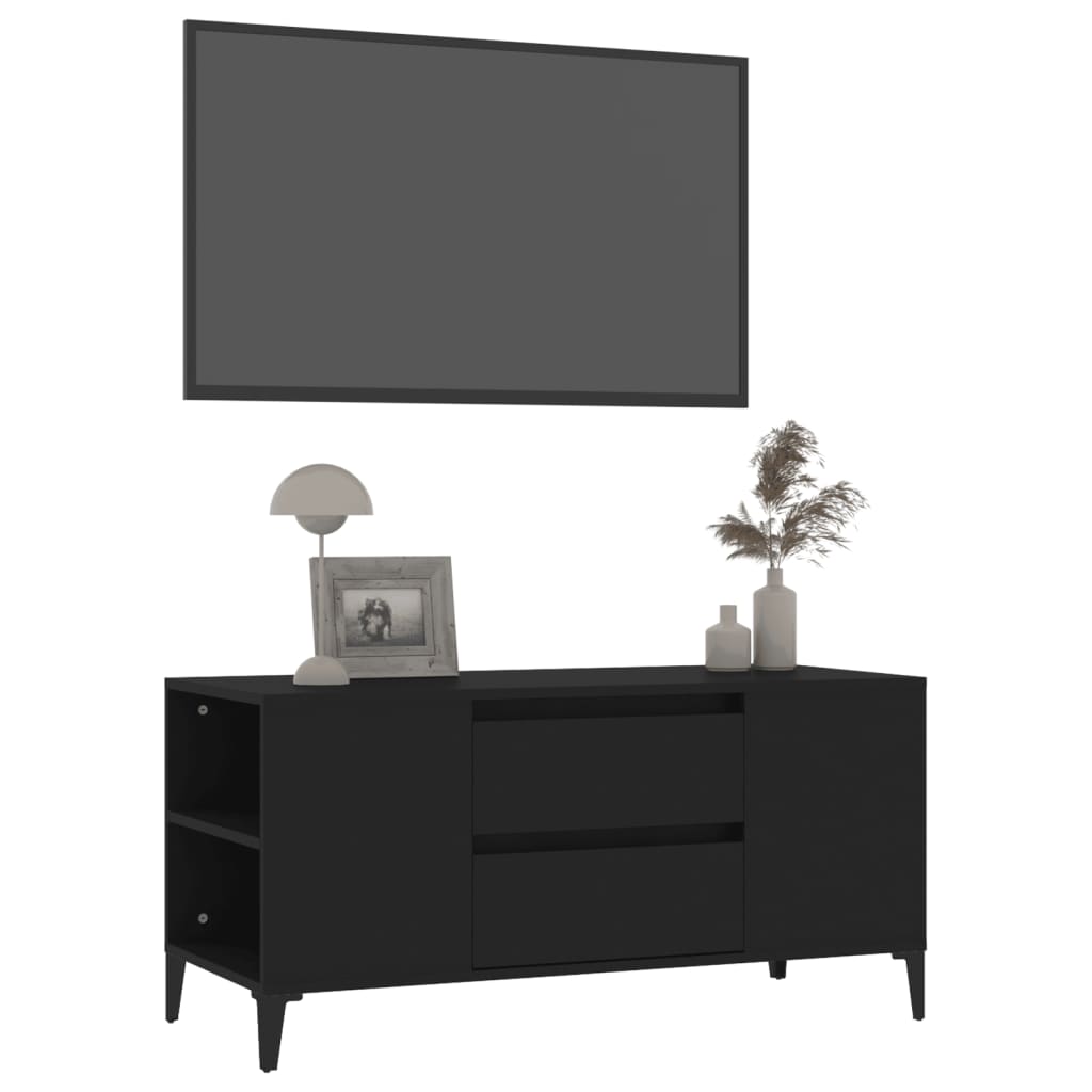 vidaXL Meuble TV Noir 102x44,5x50 cm Bois d'ingénierie