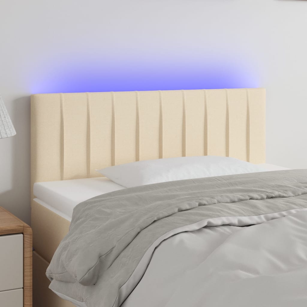 vidaXL Tête de lit à LED Crème 100x5x78/88 cm Tissu