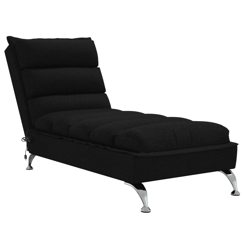 vidaXL Chaise longue de massage avec coussins noir tissu