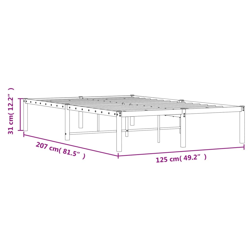 vidaXL Cadre de lit métal sans matelas noir 120x200 cm