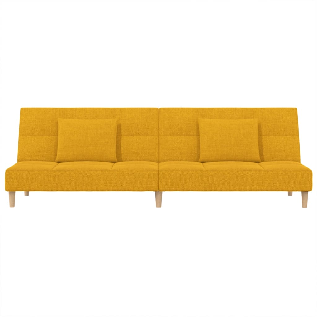 vidaXL Canapé-lit à 2 places avec deux oreillers jaune tissu