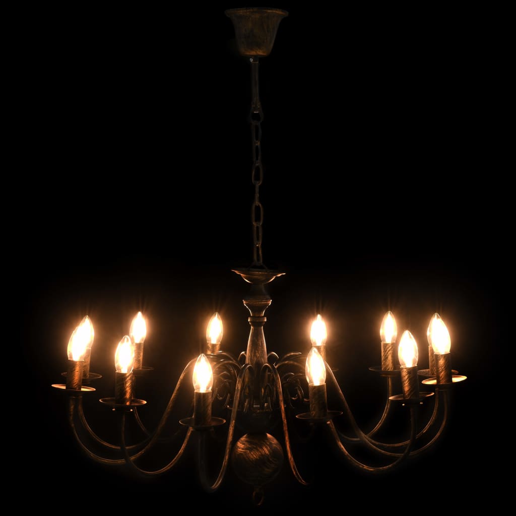 vidaXL Lustre Noir antique 12 ampoules E14