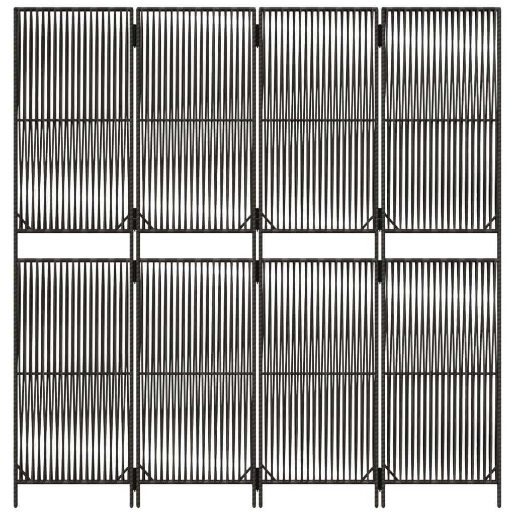 vidaXL Cloison de séparation 4 panneaux gris résine tressée