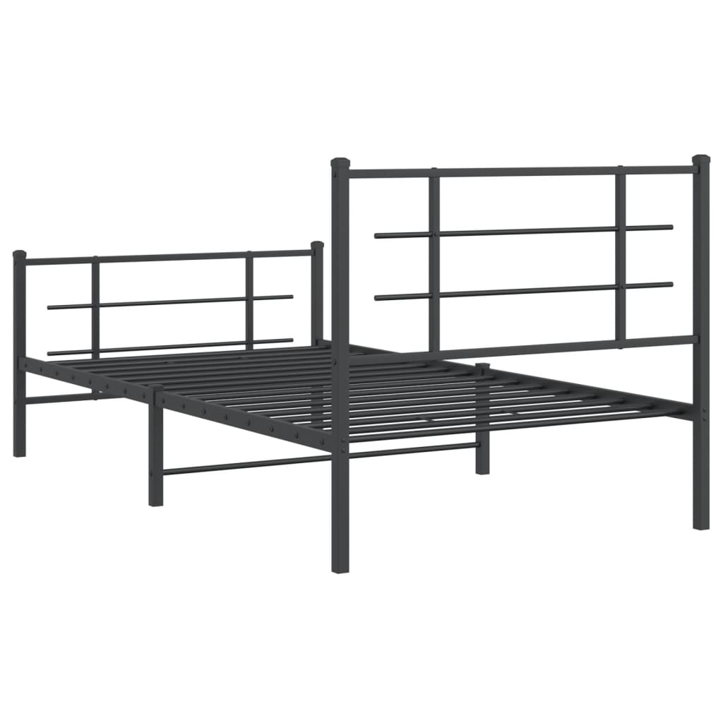 vidaXL Cadre de lit métal sans matelas et pied de lit noir 100x200 cm