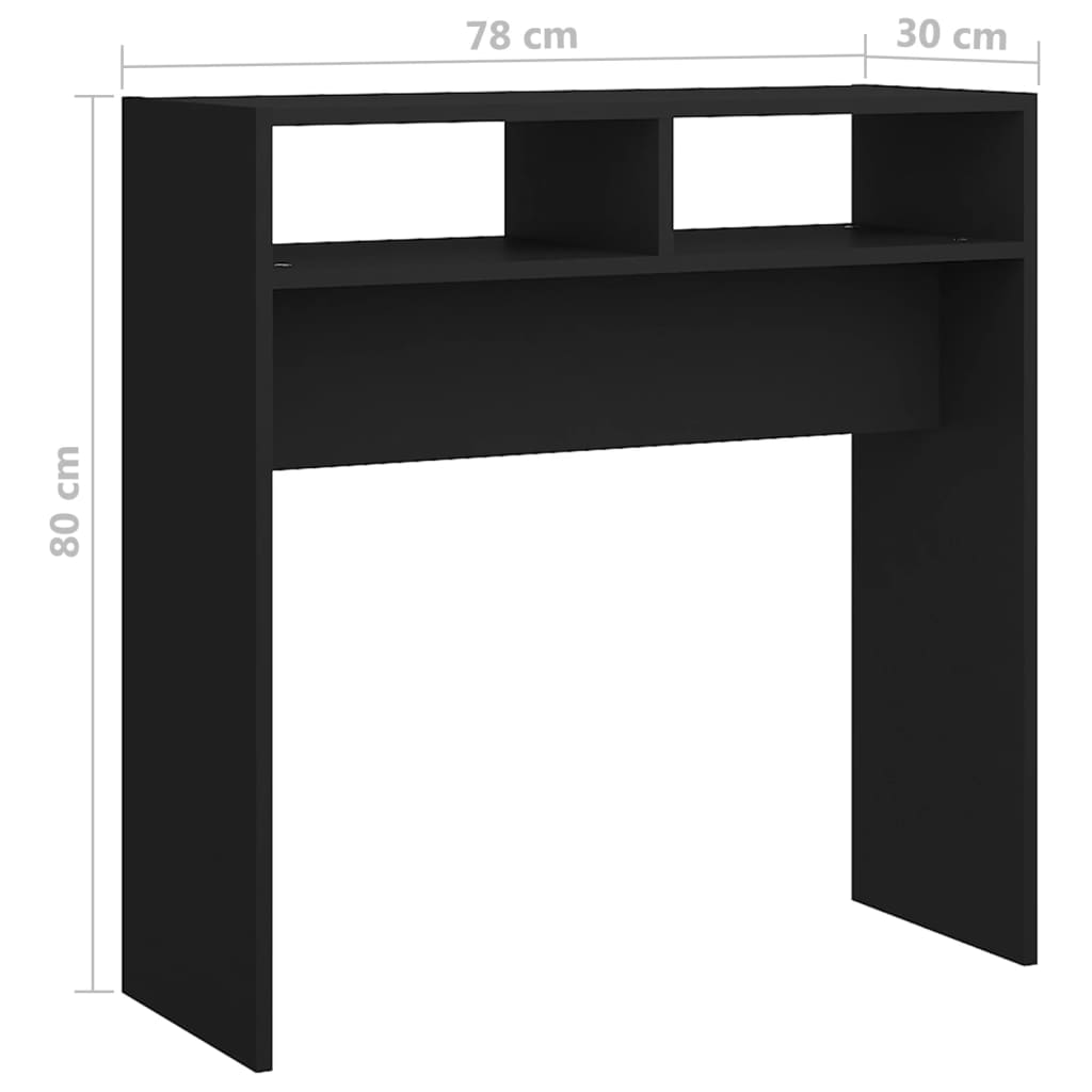 vidaXL Table console Noir 78x30x80 cm Aggloméré