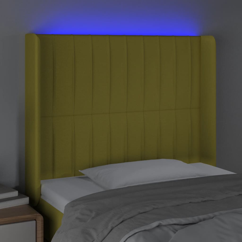 vidaXL Tête de lit à LED Vert 103x16x118/128 cm Tissu