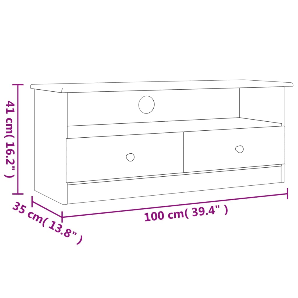 vidaXL Meuble TV et tiroirs ALTA blanc 100x35x41 cm bois massif de pin