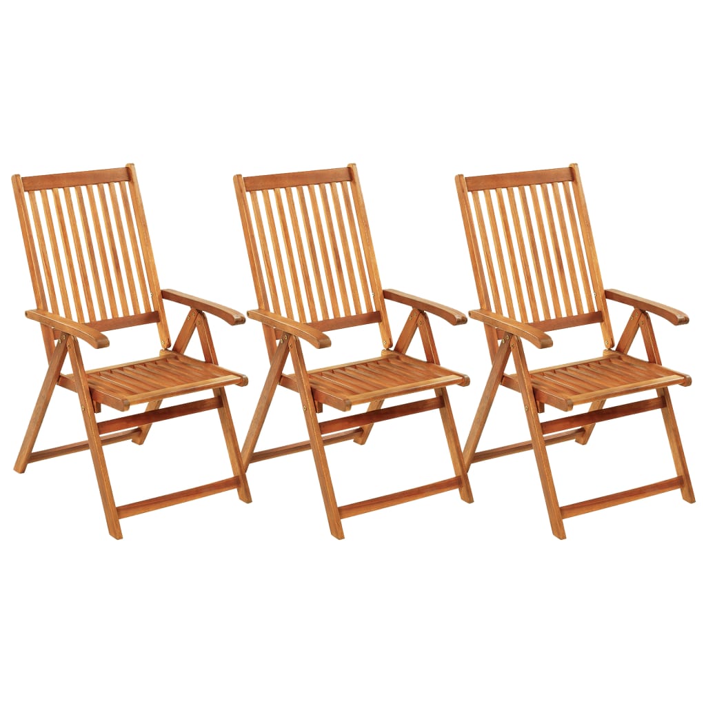 vidaXL Chaises pliables de jardin lot de 3 avec coussins Bois d'acacia