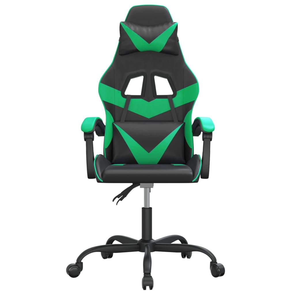vidaXL Chaise de jeu pivotante Noir et vert Similicuir