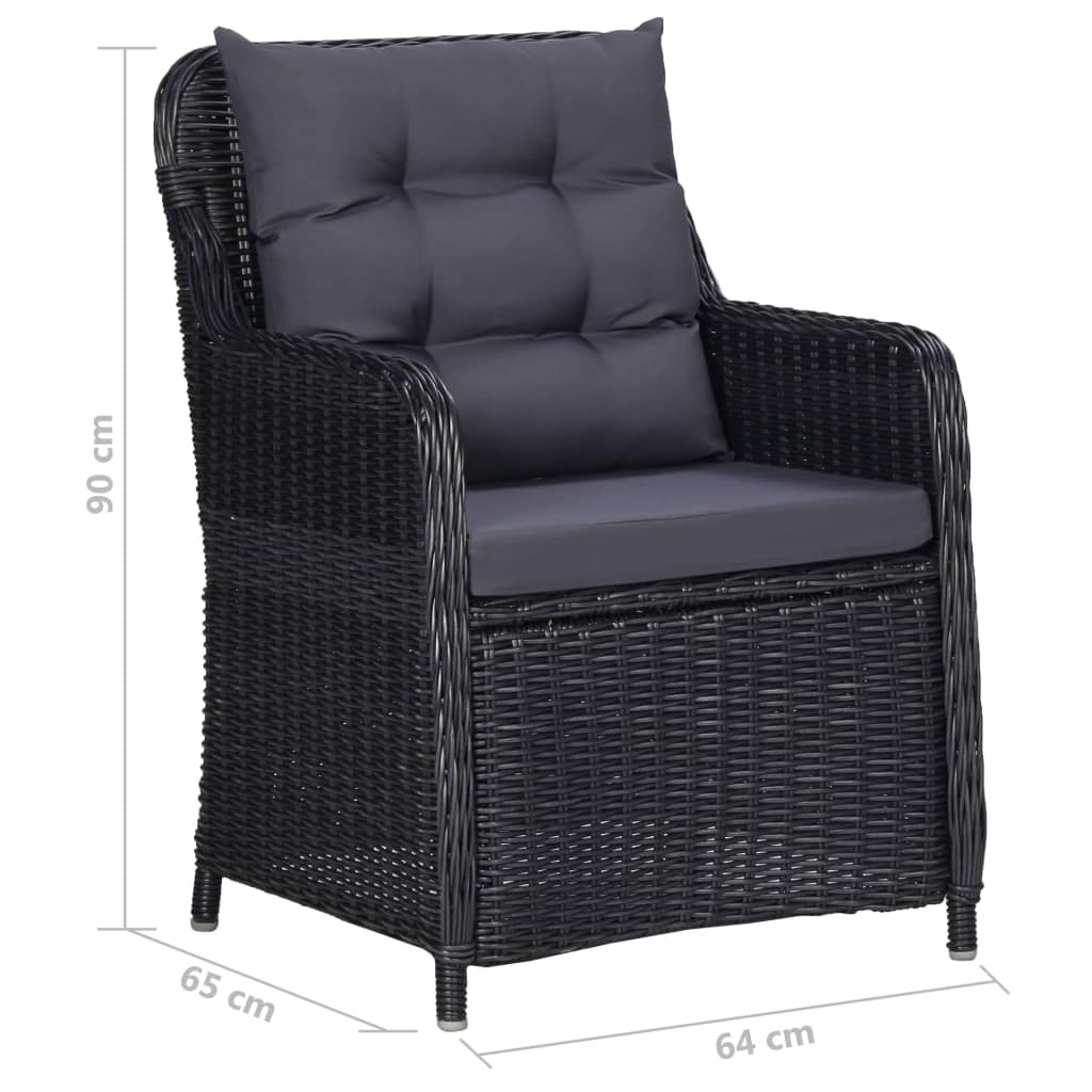 vidaXL Ensemble à manger de jardin 9 pcs Résine tressée Noir