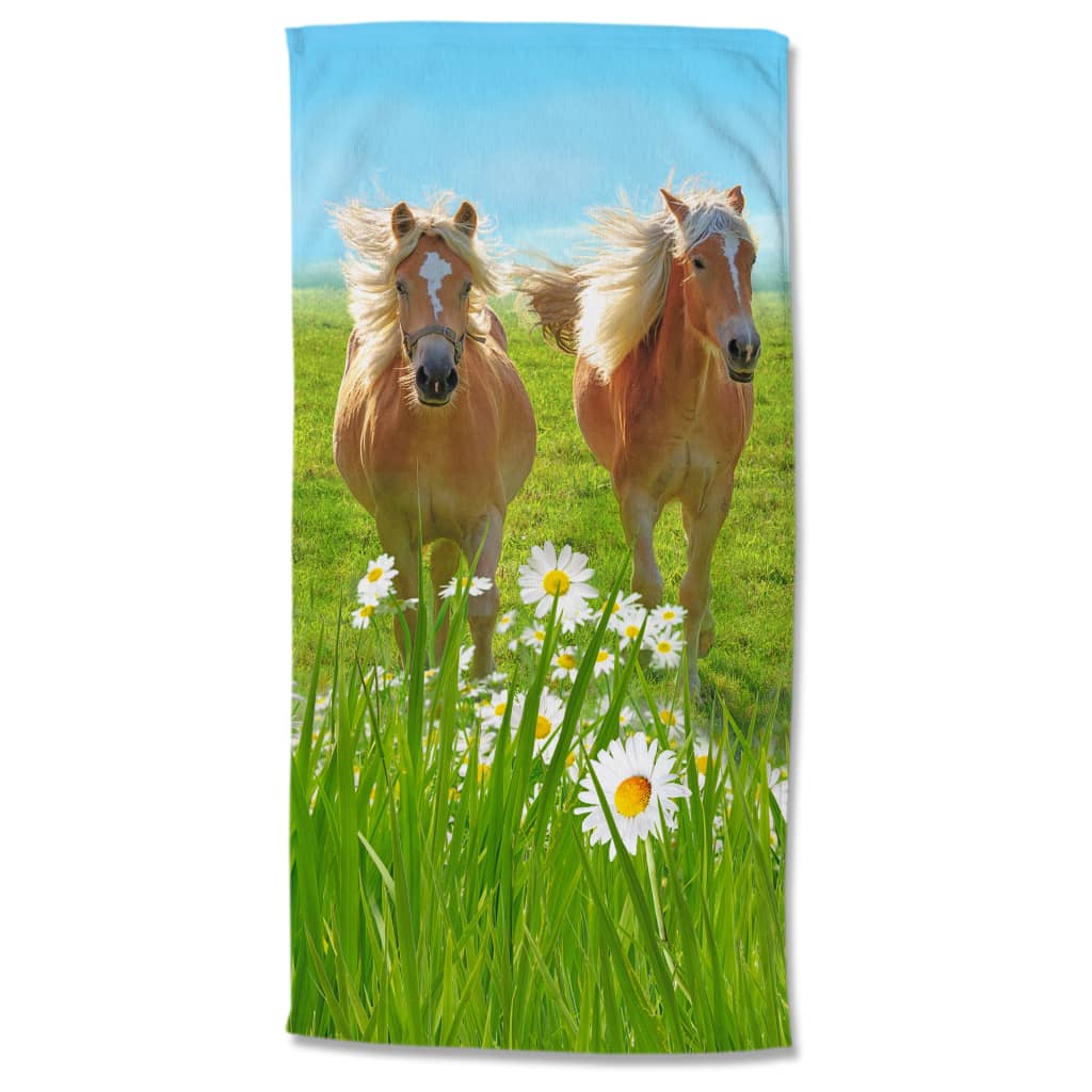 Good Morning Serviette de plage HORSES 75x150 cm Multicolore