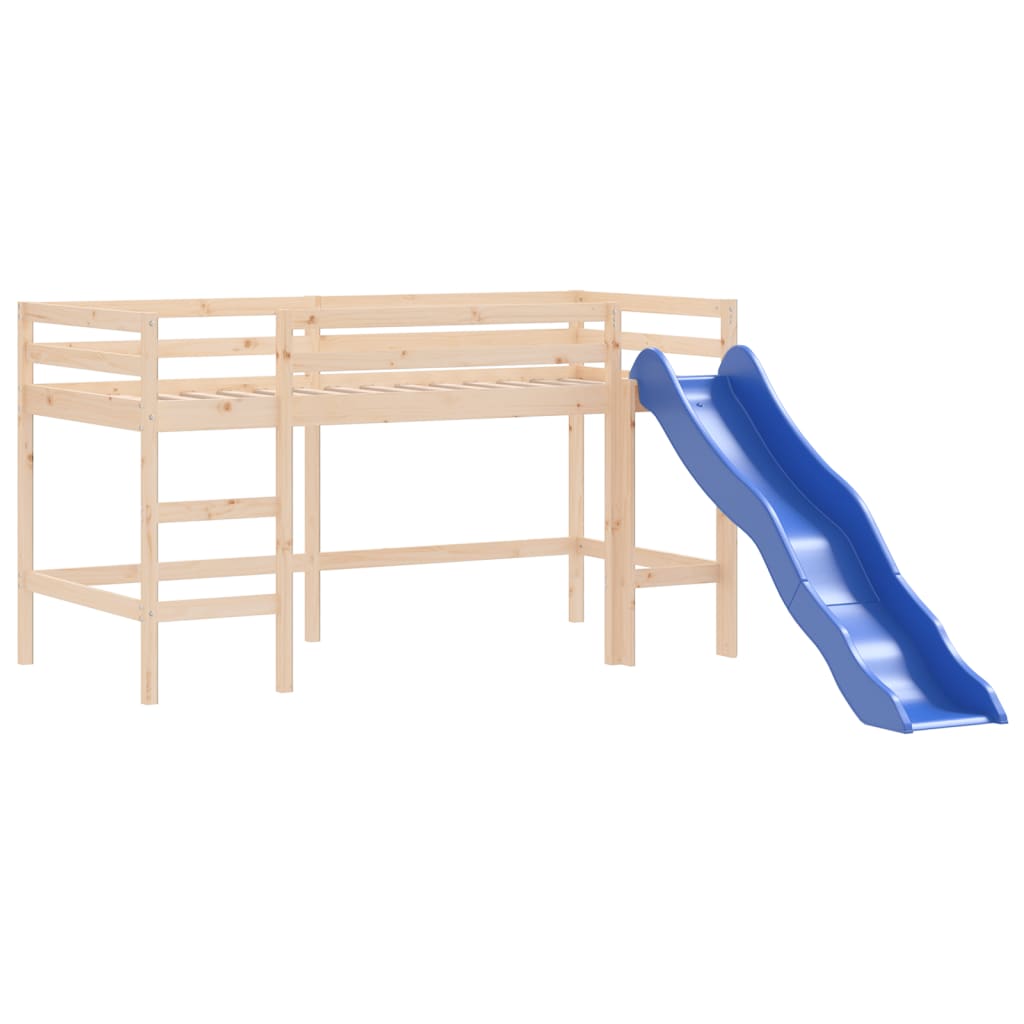 vidaXL Lit mezzanine enfants et rideaux rose 80x200cm bois pin massif