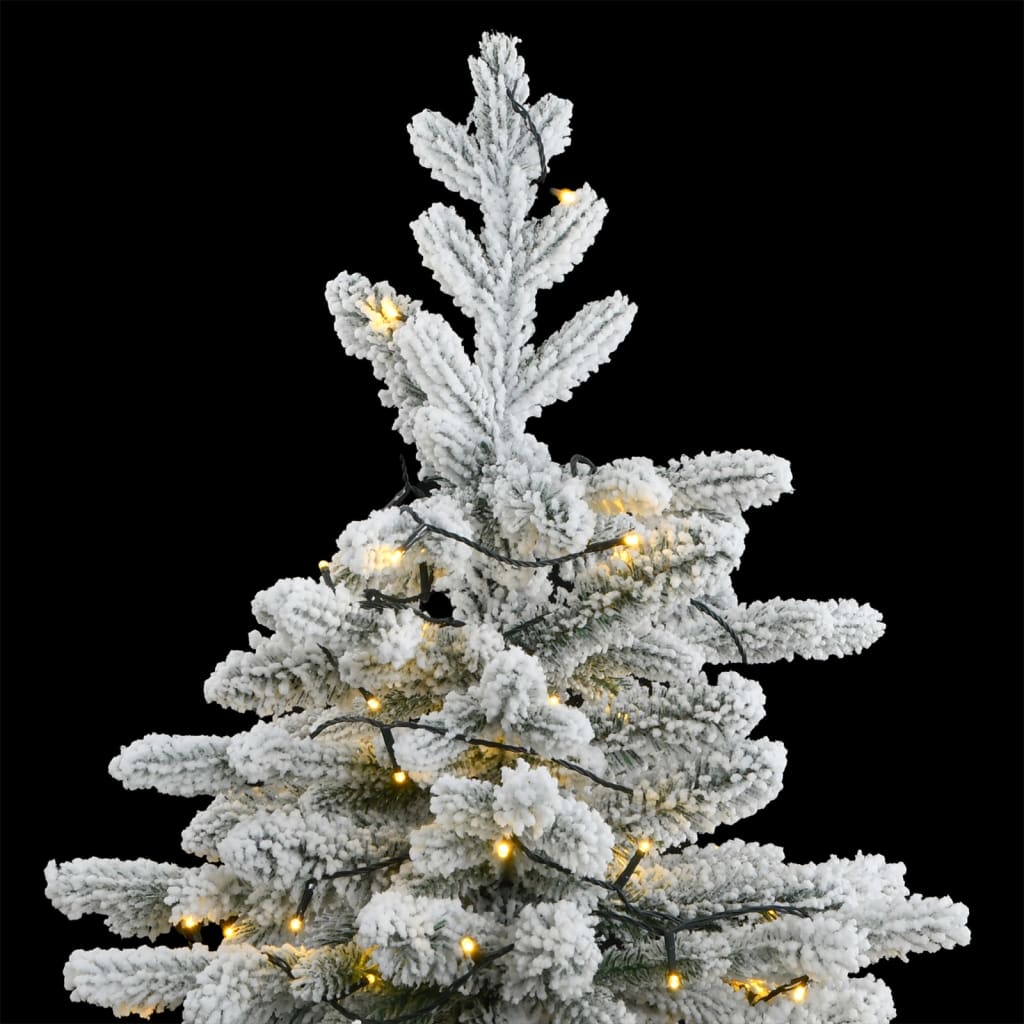 vidaXL Sapin de Noël artificiel à charnière 300LED neige floquée 210cm