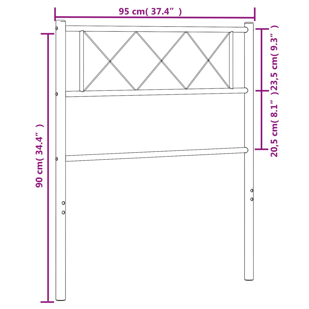 vidaXL Tête de lit métal blanc 90 cm