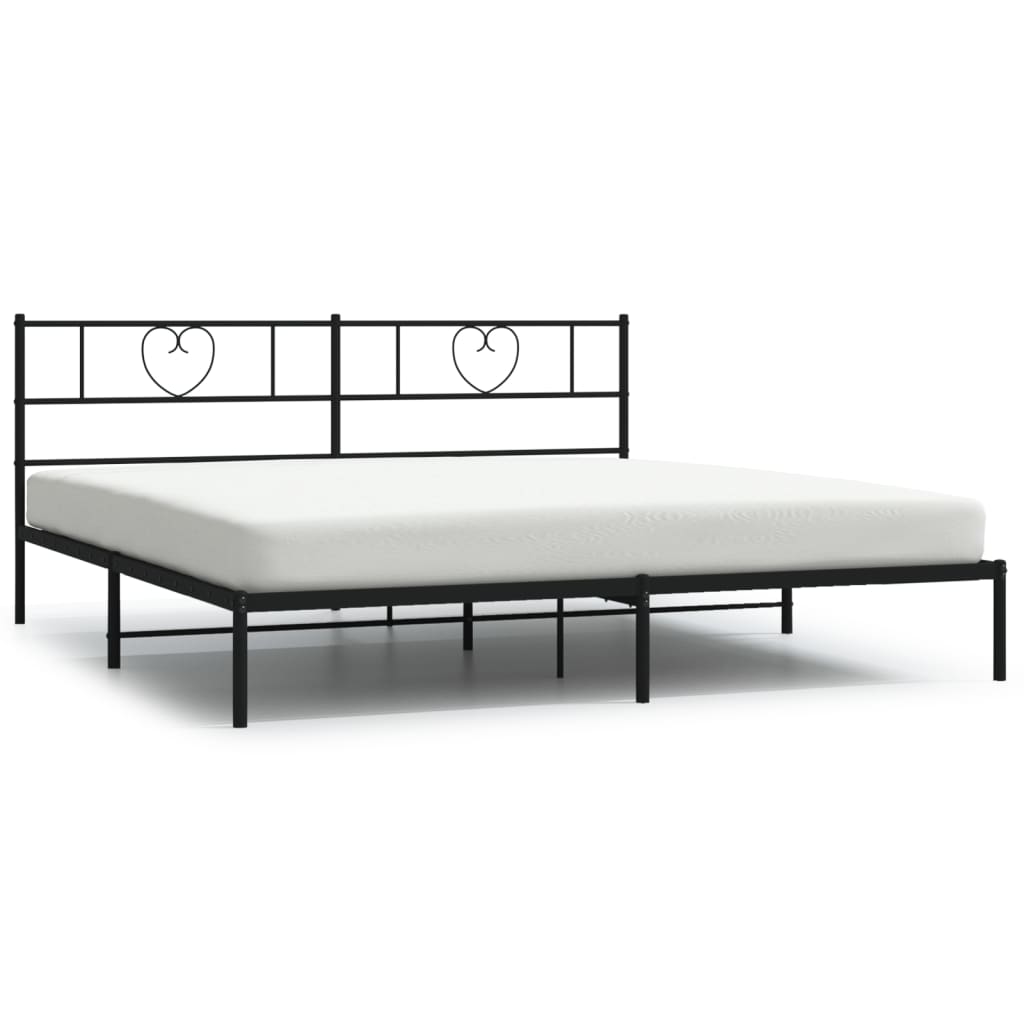 vidaXL Cadre de lit métal sans matelas avec tête de lit noir 193x203cm