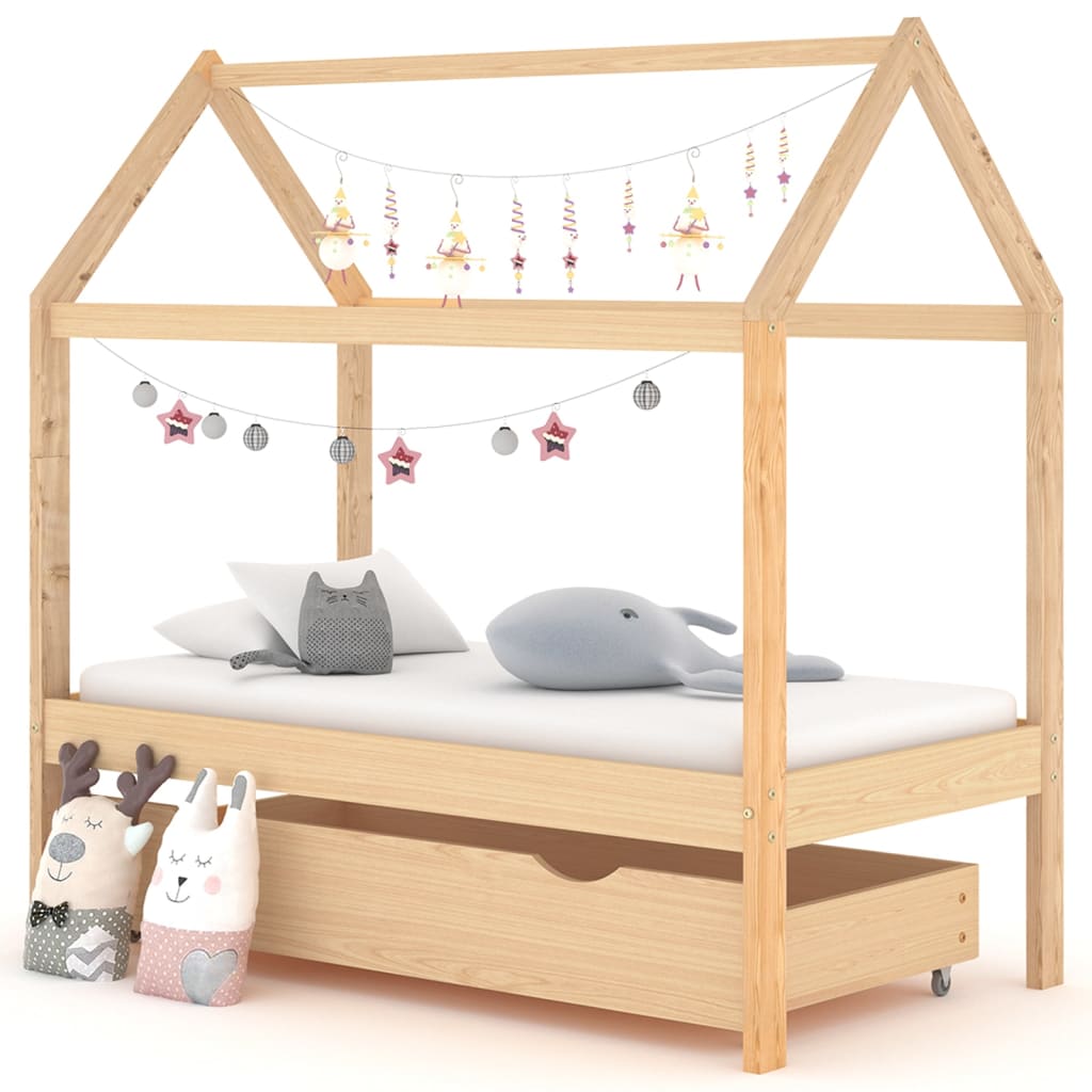 vidaXL Cadre de lit d'enfant avec tiroir Bois de pin massif 70x140 cm