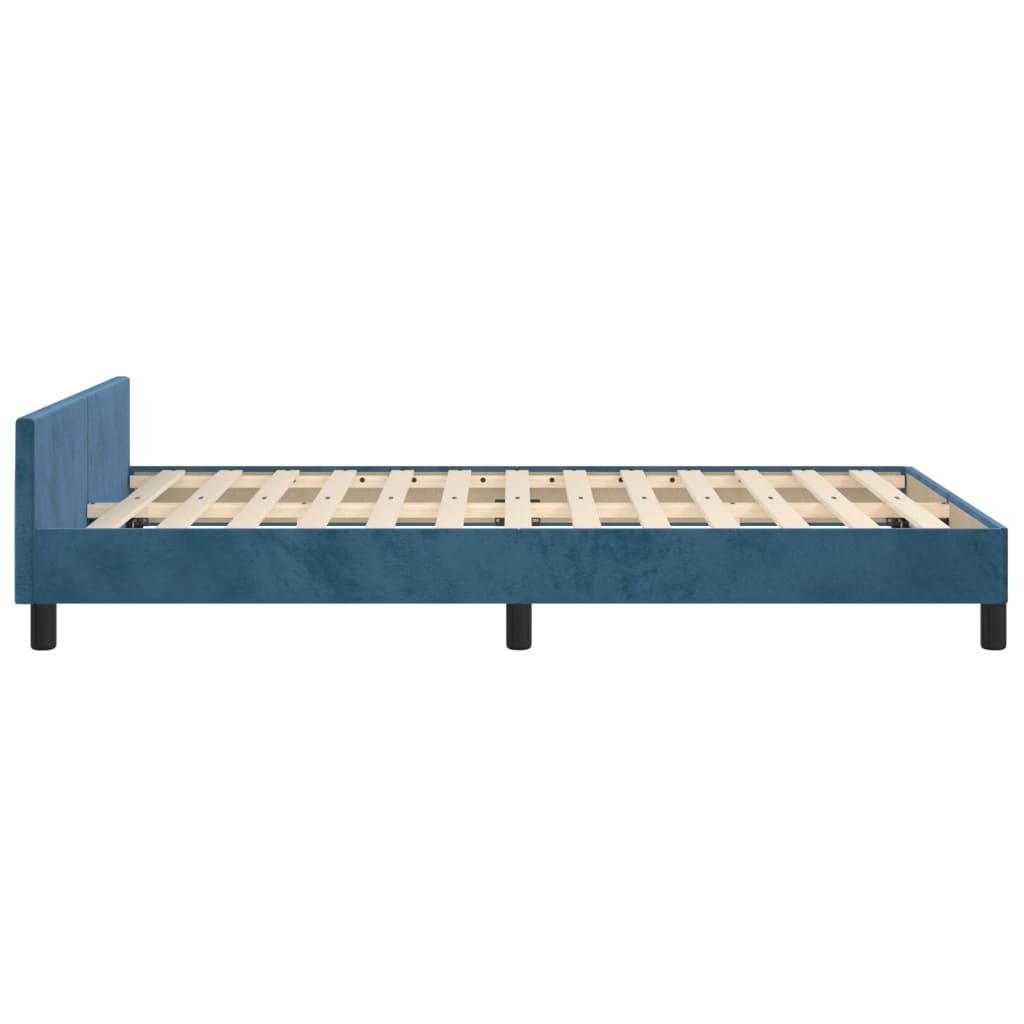 vidaXL Cadre de lit avec tête de lit bleu foncé 120x190 cm velours
