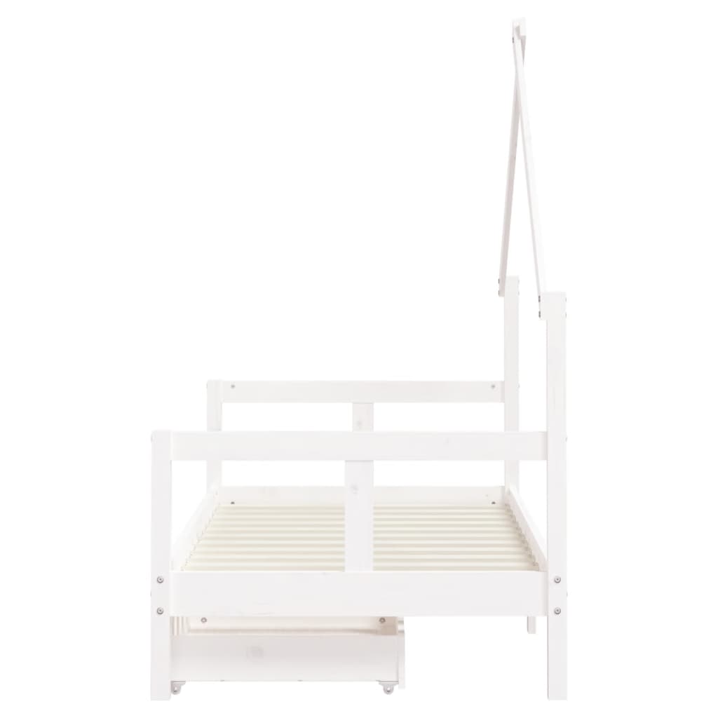 vidaXL Cadre de lit pour enfant tiroirs blanc 80x160cm bois pin massif