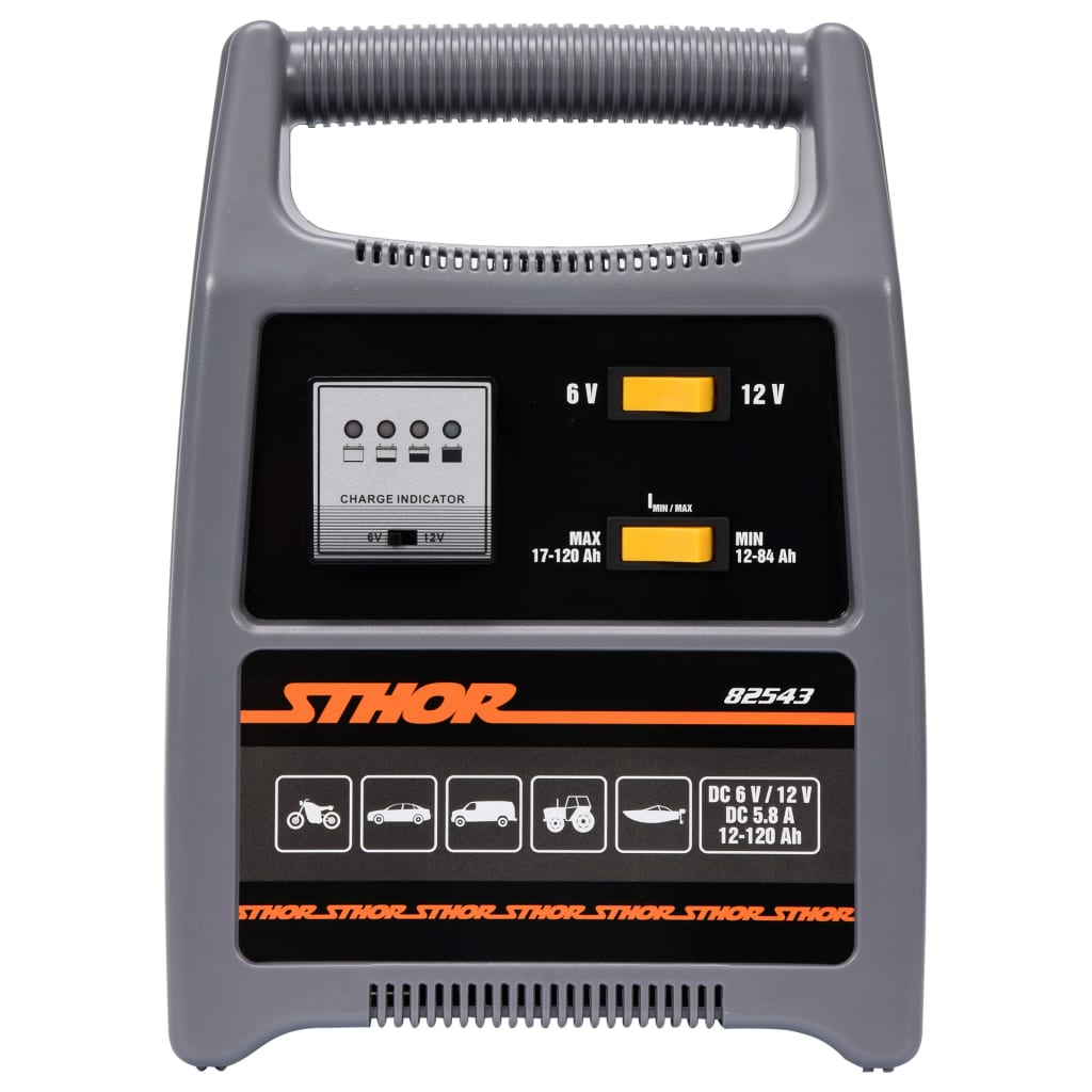 Sthor Chargeur de batterie avec LED 6/12V 8A 120Ah