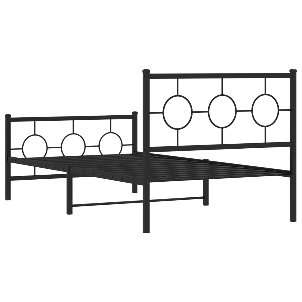 vidaXL Cadre de lit métal sans matelas et pied de lit noir 100x200 cm