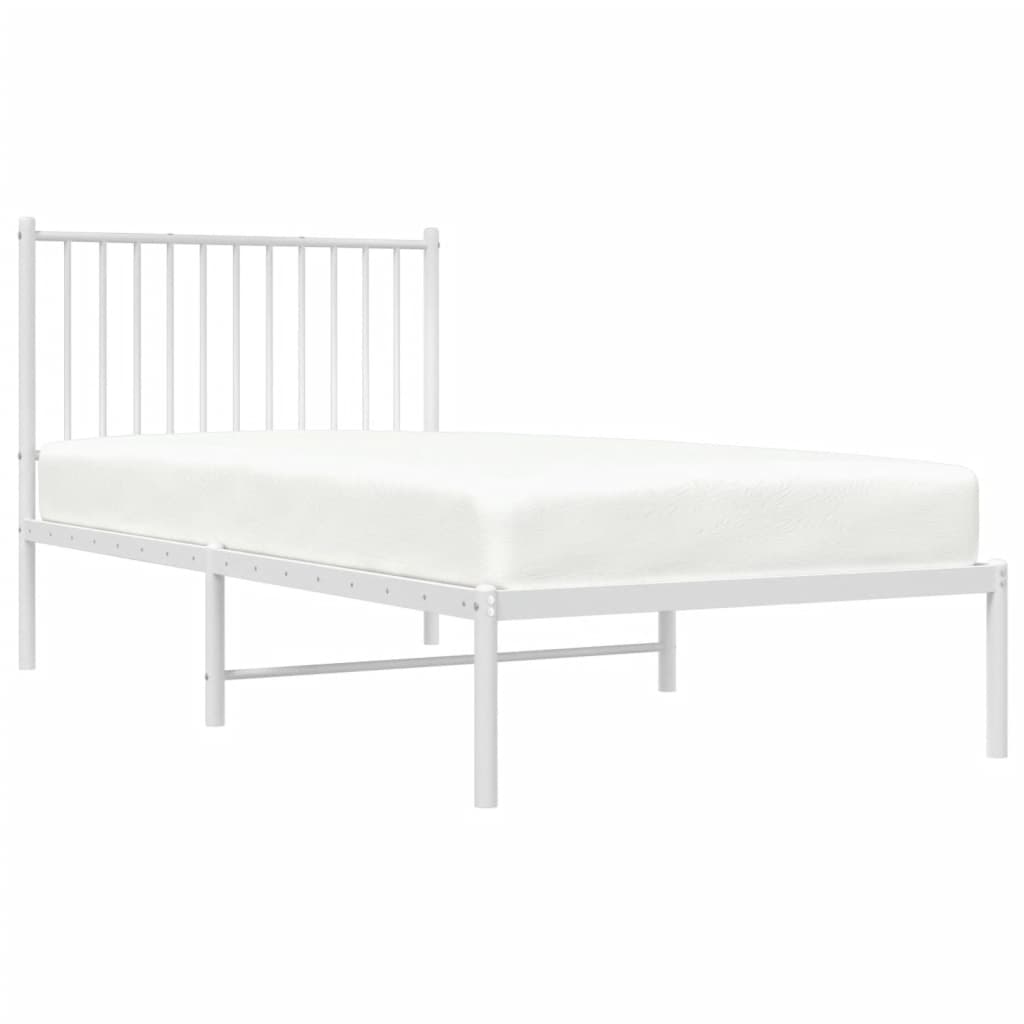 vidaXL Cadre de lit métal sans matelas avec tête de lit blanc 90x190cm