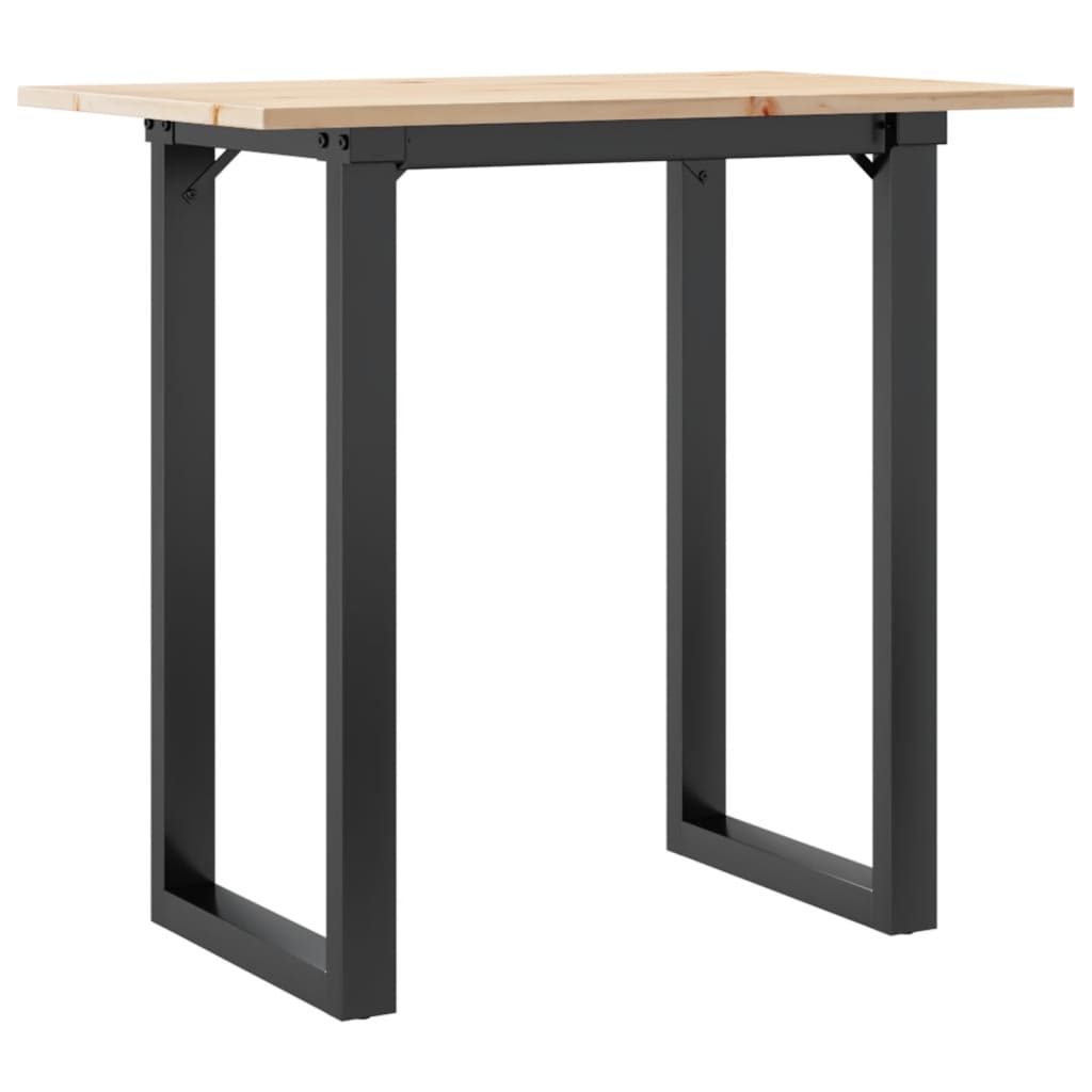 vidaXL Table à manger cadre en O 80x50x75 cm bois de pin massif fonte