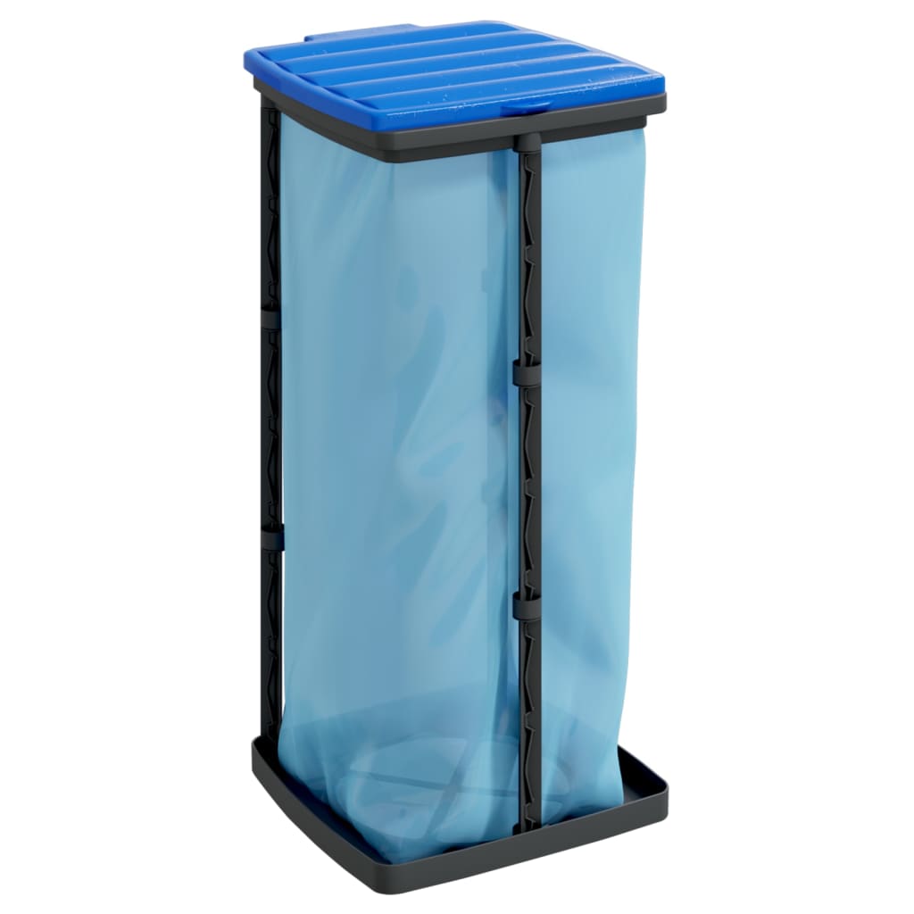 vidaXL Porte-sacs poubelles 2 pcs noir et bleu 60 L PP