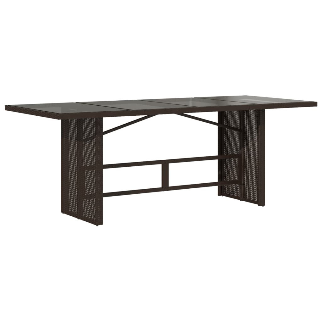 vidaXL Table de jardin dessus en verre marron 190x80x74 cm