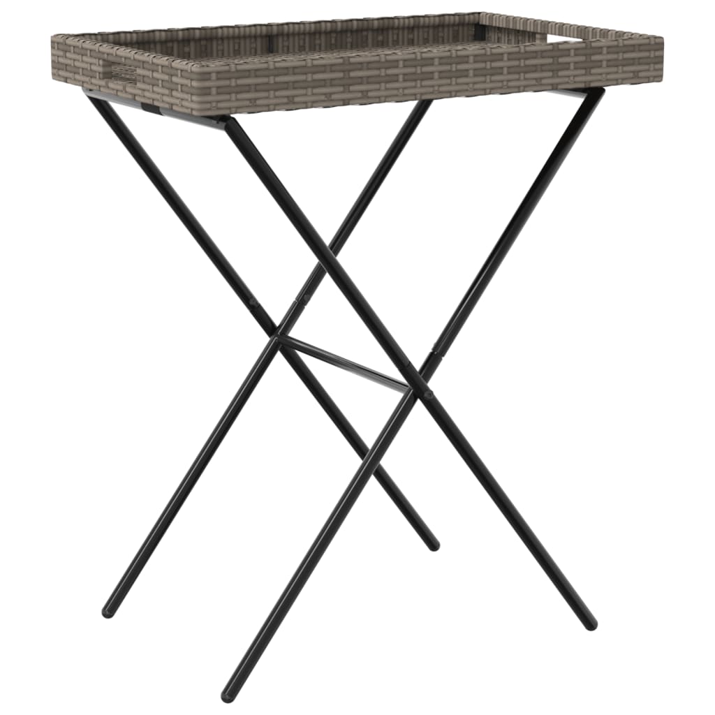 vidaXL Table à plateau pliable gris 65x40x75 cm résine tressée