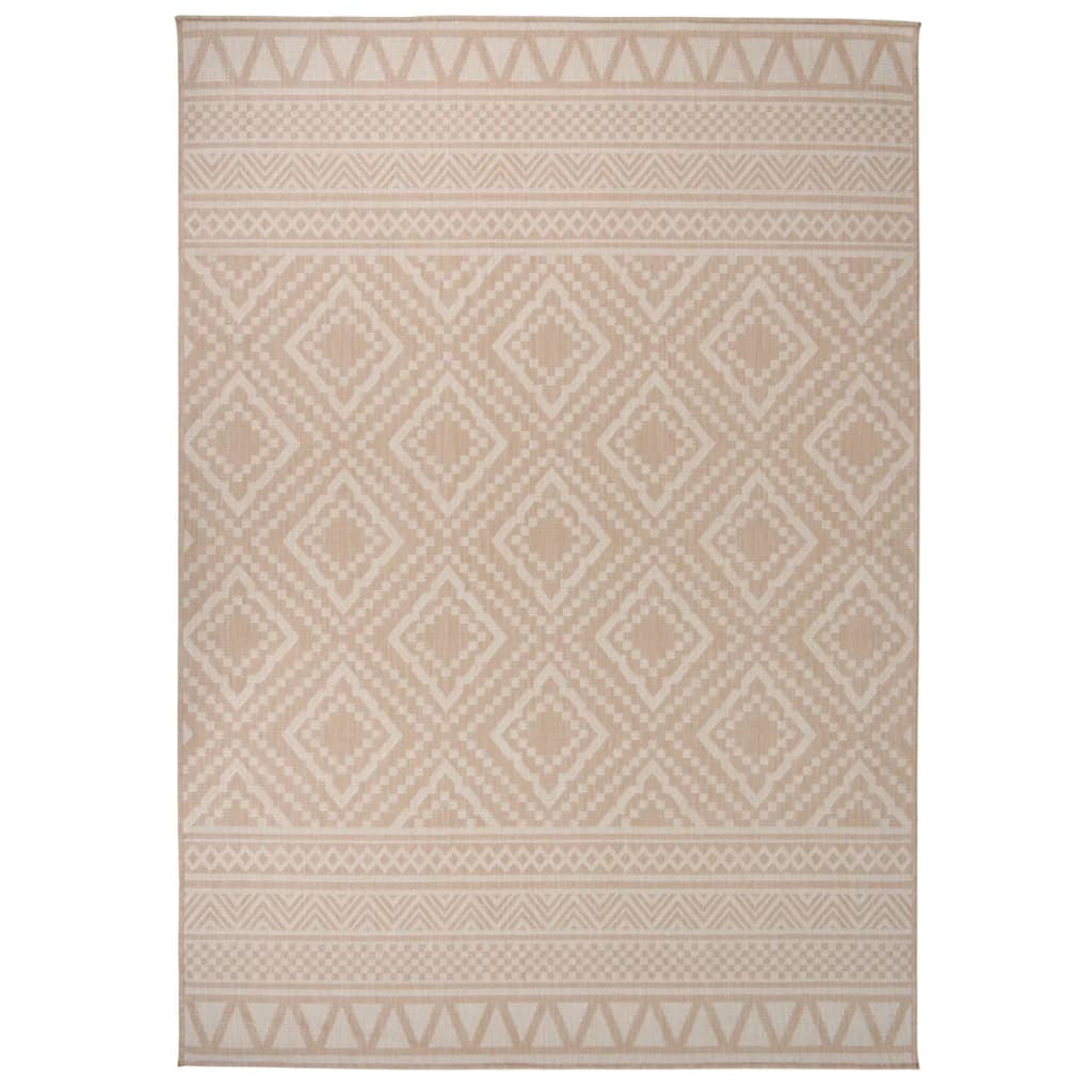 vidaXL Tapis à tissage plat d'extérieur 140x200 cm Rayures brunes