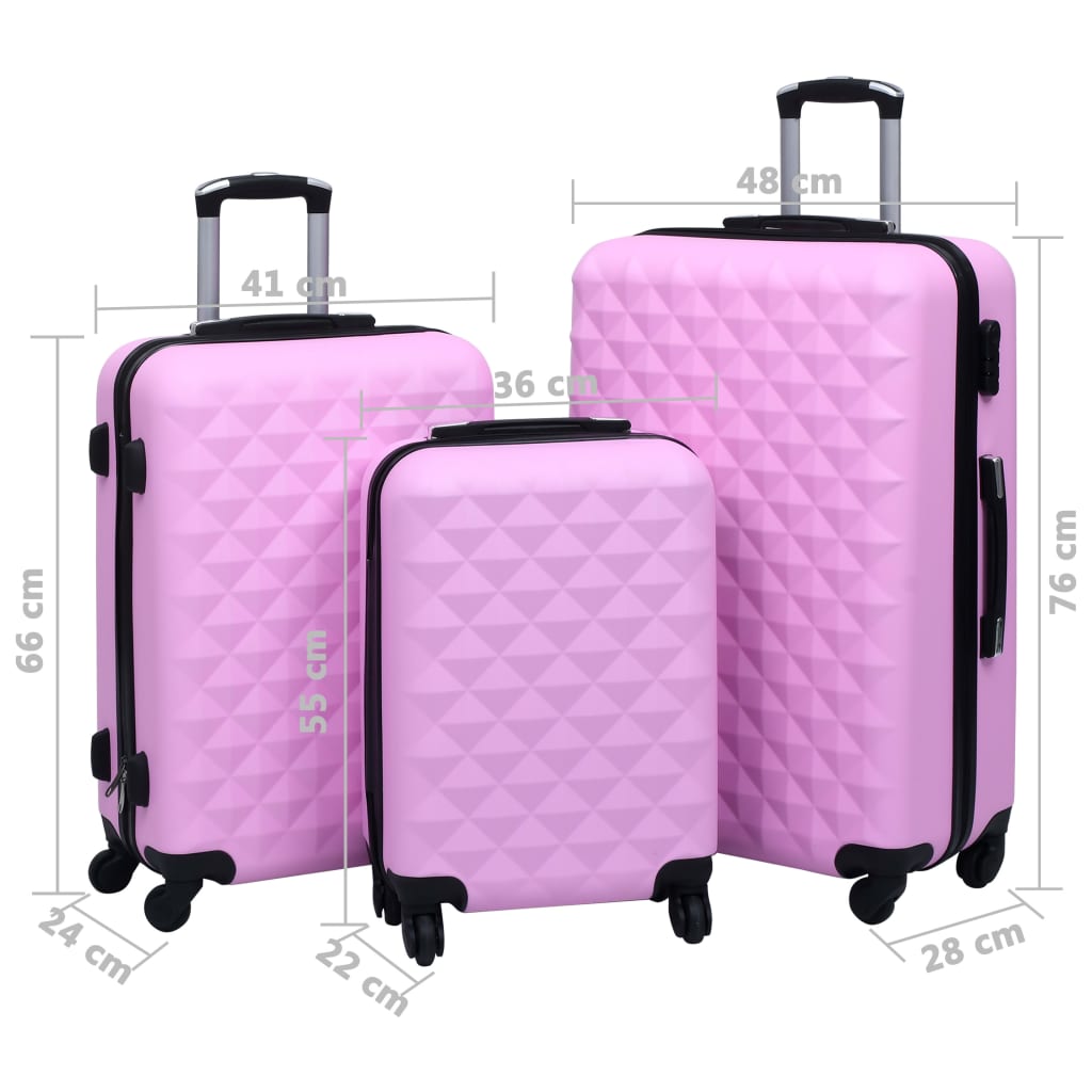 vidaXL Ensemble de valises rigides 3 pcs Rose ABS
