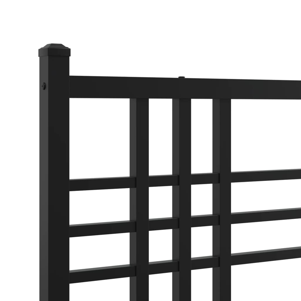 vidaXL Cadre de lit métal avec tête de lit/pied de lit noir 193x203 cm