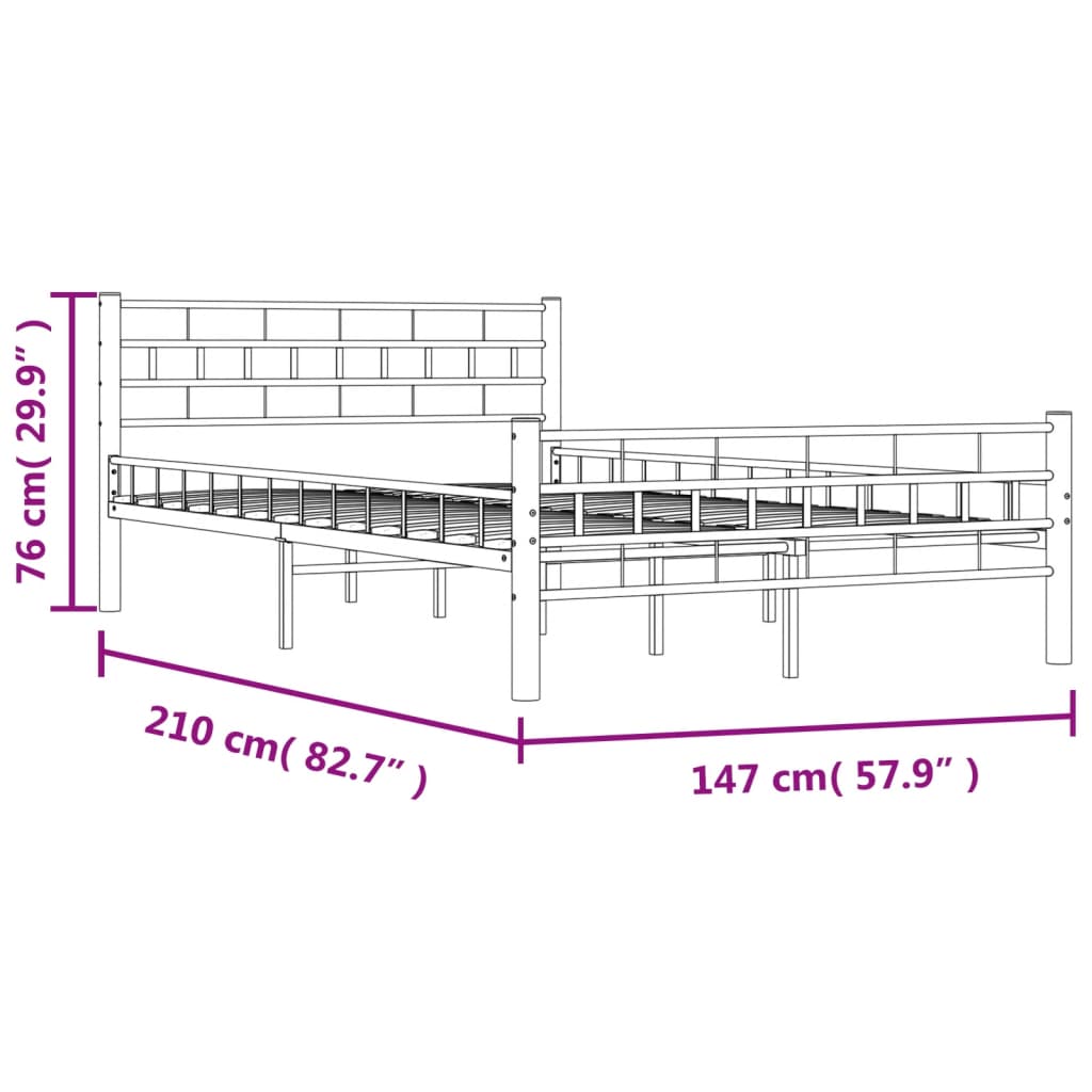 vidaXL Cadre de lit sans matelas blanc métal 140x200 cm